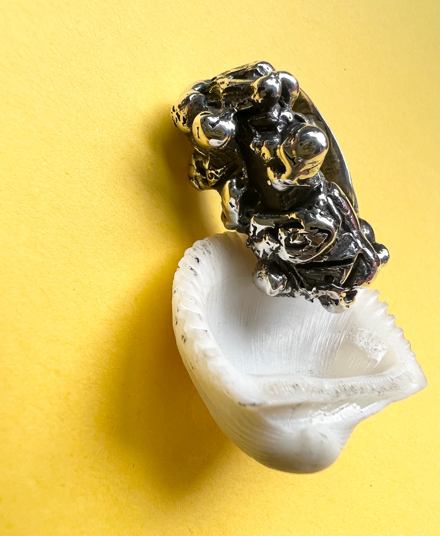 BIG ROCK | .999 Pure Fine Silver Oxidised Statement Ring | Handmade Abstract Freeform Unisex Ring | Recycled Jewellery | Sustainable | Eco