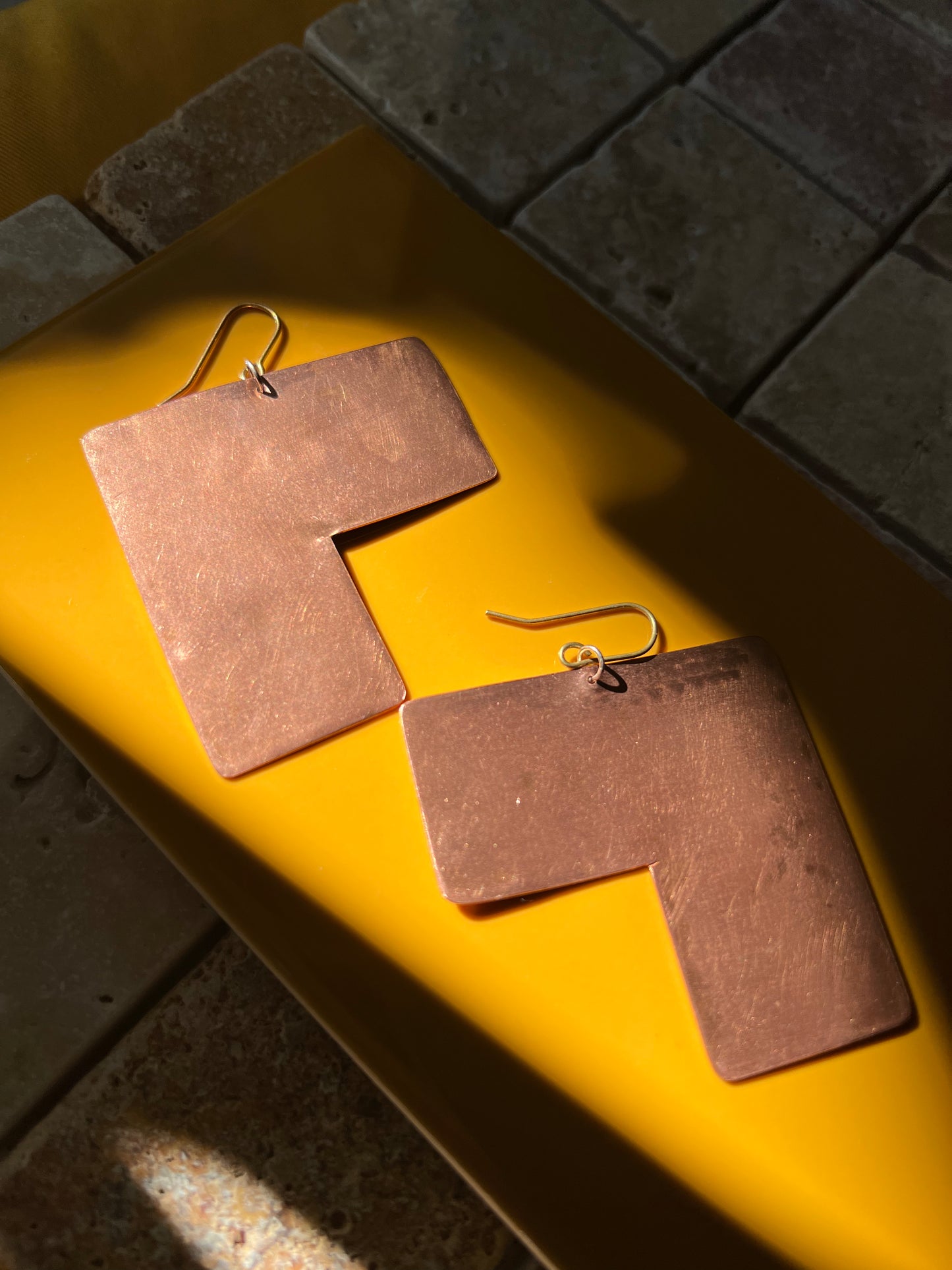 ¾ Squared Copper Earrings| Geometric Jewellery| Copper Jewellery | Minimalist| Afrocentric | Handmade | Natural Earrings | Eco-Friendly |