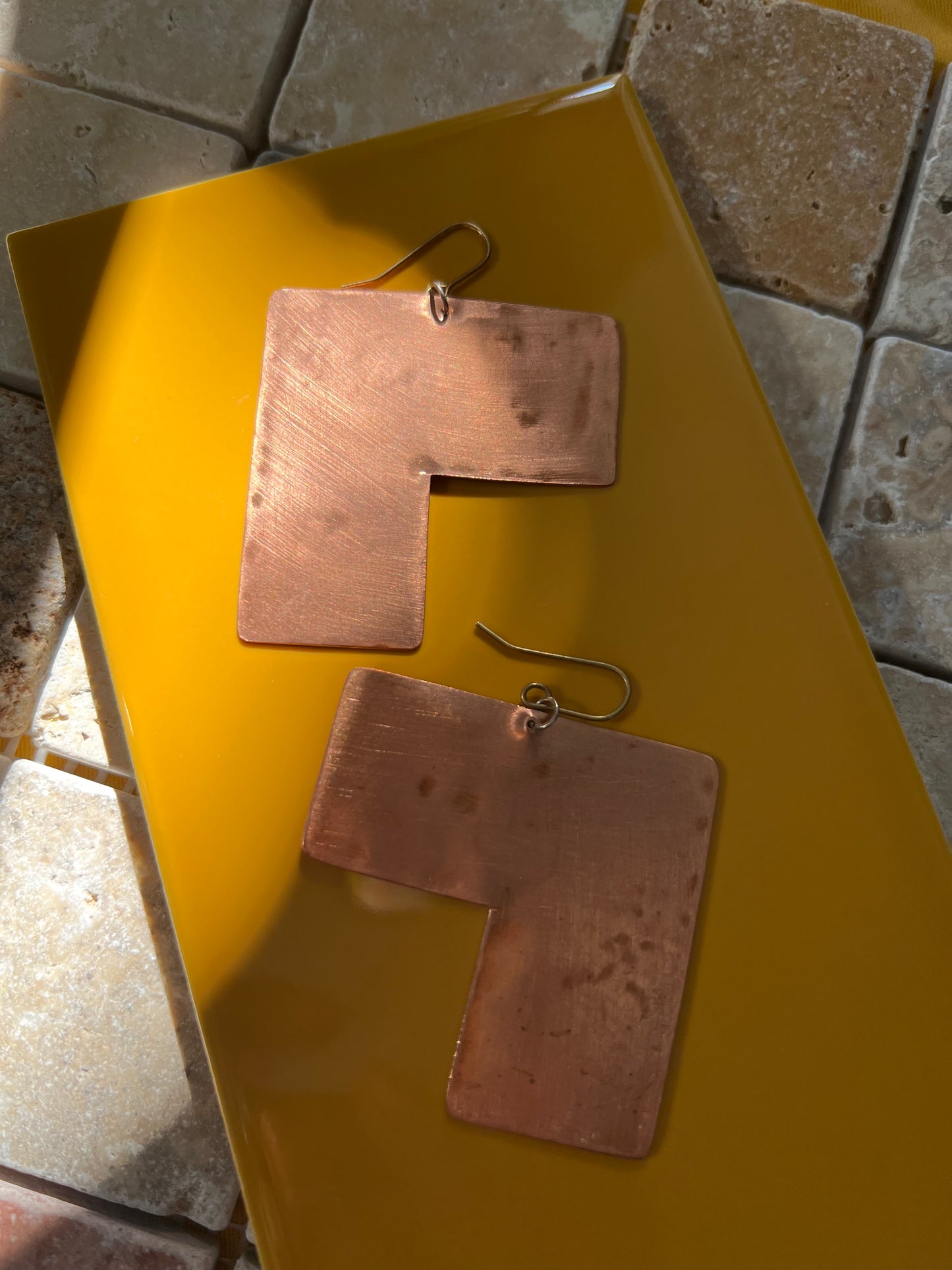 ¾ Squared Copper Earrings| Geometric Jewellery| Copper Jewellery | Minimalist| Afrocentric | Handmade | Natural Earrings | Eco-Friendly |