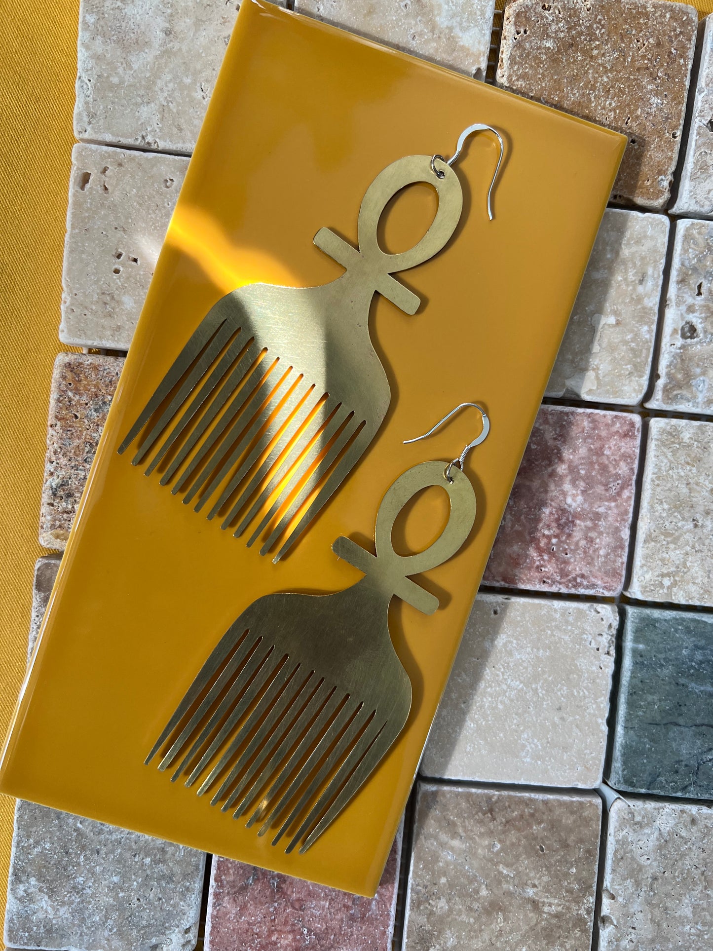 Ankh Afro Comb Earrings | Afrocentric Earrings | African Jewellery | Laser Cut Earrings | Natural Earrings | Eco-Friendly