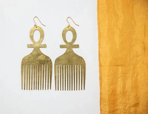 Ankh Afro Comb Earrings | Afrocentric Earrings | African Jewellery | Laser Cut Earrings | Natural Earrings | Eco-Friendly