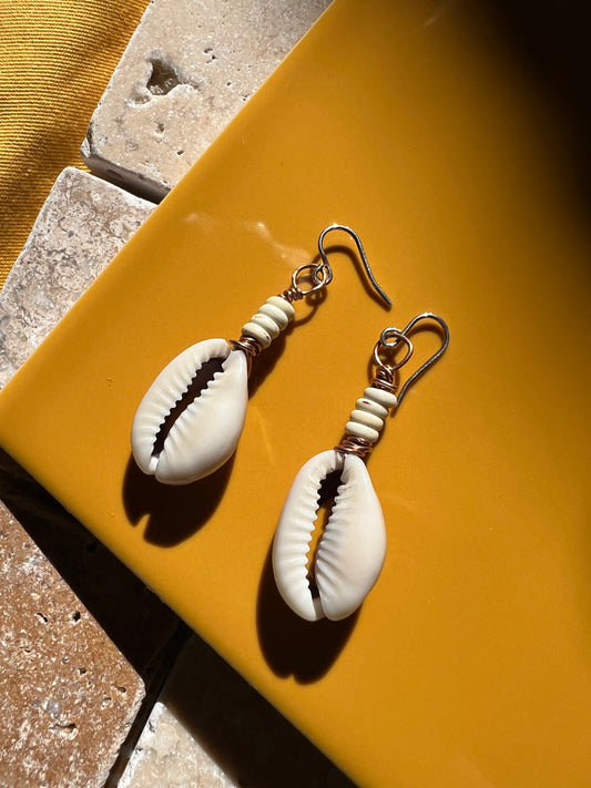 Bead Cowrie Earring
