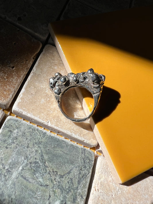 BIG ROCK | .999 Pure Fine Silver Oxidised Statement Ring | Handmade Abstract Freeform Unisex Ring |  Recycled Jewellery | Sustainable | Eco
