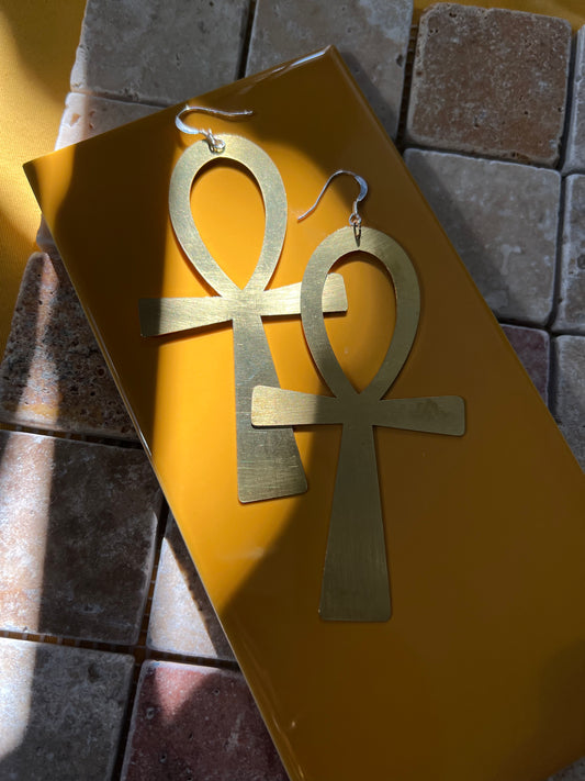 Ankh Earrings (Brass)